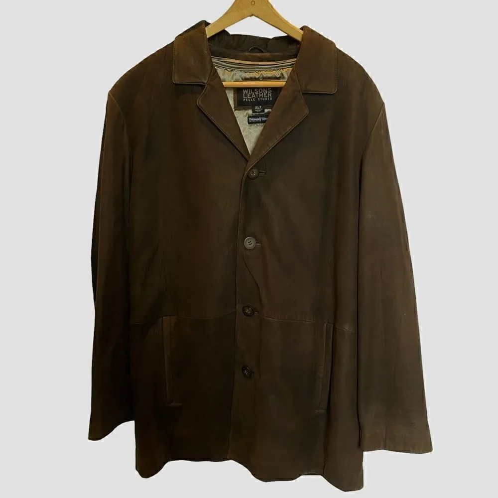 Beautiful Men's Wilsons Leather Coat Dark Brown Size XLT Thinsulate